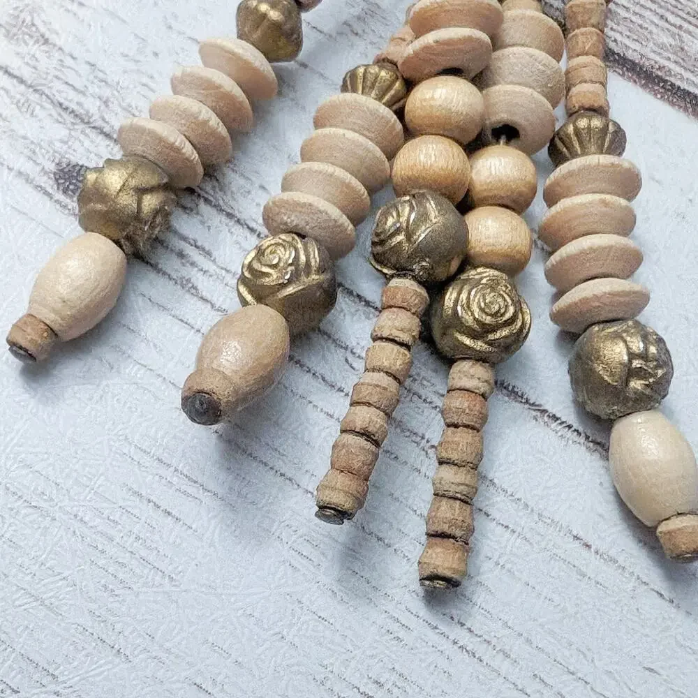 Vintage Screw Back Earrings Multi Stand Tan Dangle Long Statement